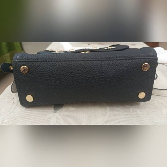 Authentic Michael Kors Bristol Floral Appliqué Satchel/Crossbody Bag -Navy Blue - Picture 6 of 16